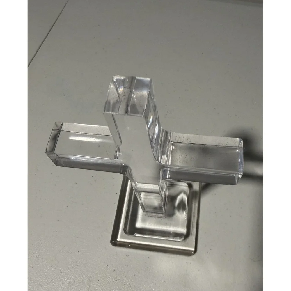 Acrylic Cross Clear Stand Religious Vintage Decor